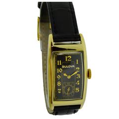 Bulova Yellow Gold Art Deco Style Manual Wind Wristwatch 11