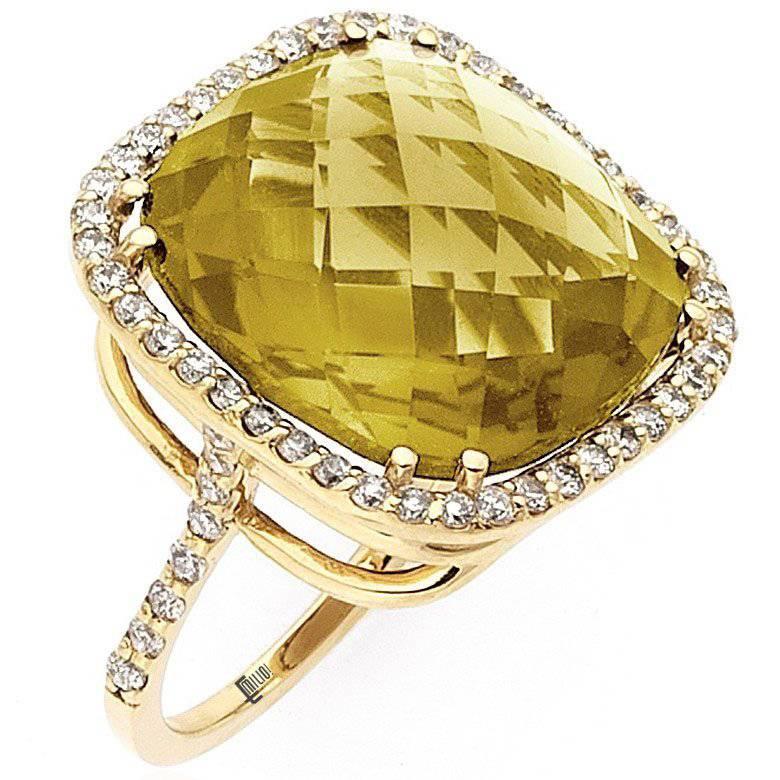 19 Carat Honey Citrine Diamond Ring