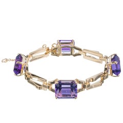 Tiffany & Co. Amethyst Yellow Gold Link Bracelet