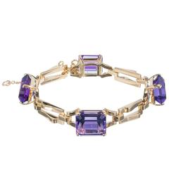 Tiffany & Co. Amethyst Yellow Gold Link Bracelet 12