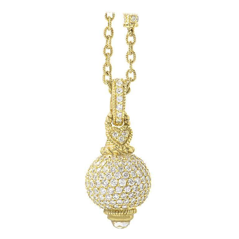 Judith Ripka Yellow Diamond Pave Enhancer Gold Pendant Necklace at 1stDibs