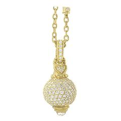 Judith Ripka Yellow Diamond Pave Enhancer Gold Pendant Necklace