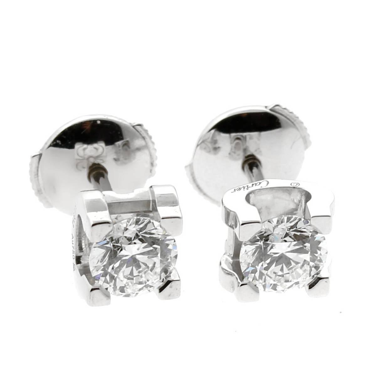 cartier diamond solitaire earrings
