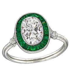 Stunning 1.31 Carat Diamond Emerald Engagement Ring 6