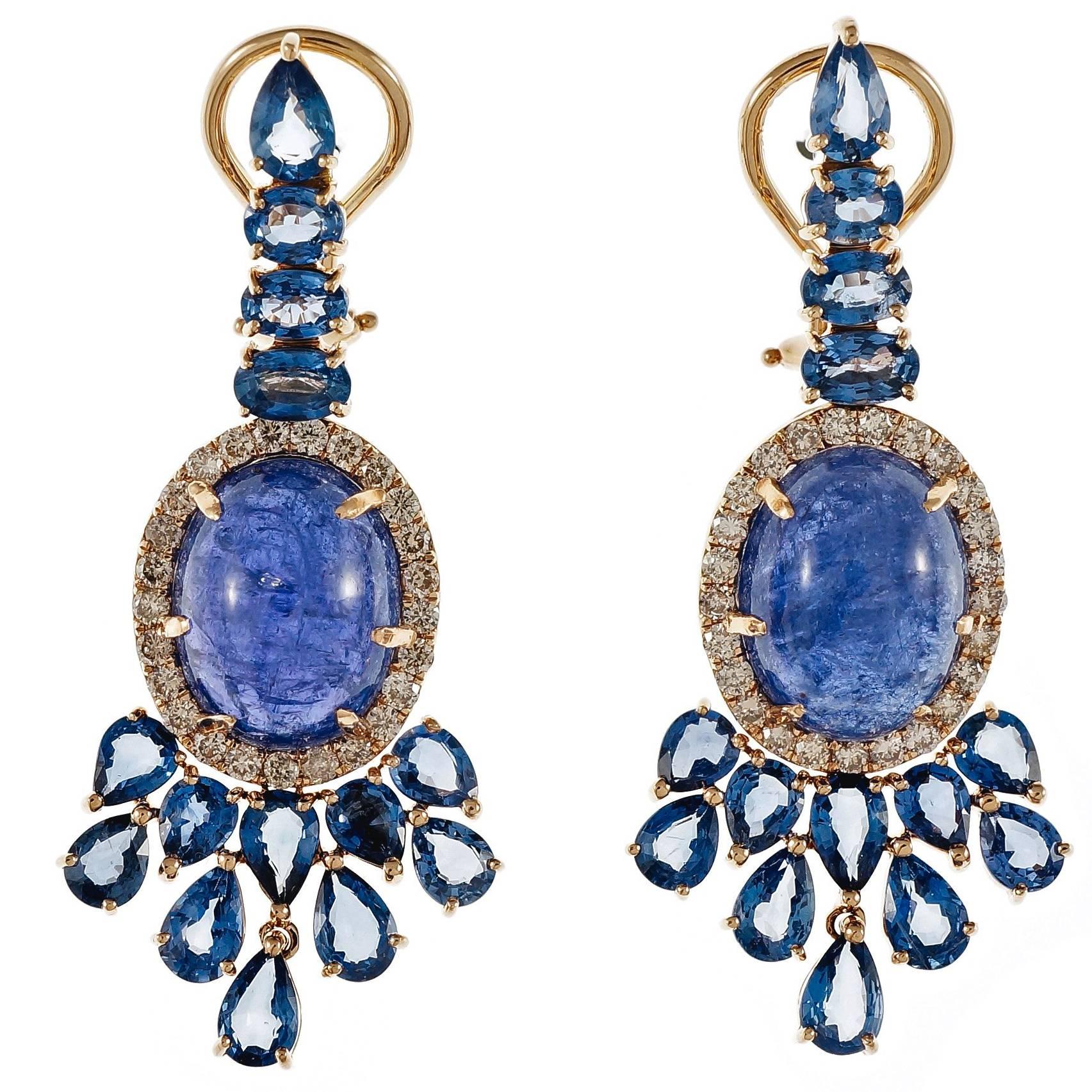 Victorian Diamond Rose Gold Dangle Earrings at 1stDibs