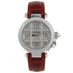 Cartier Ladies White Gold Diamond Pasha Automatic Wristwatch 5