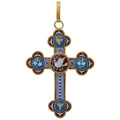Magnificent Antique Micro Mosaic and Gold Cross