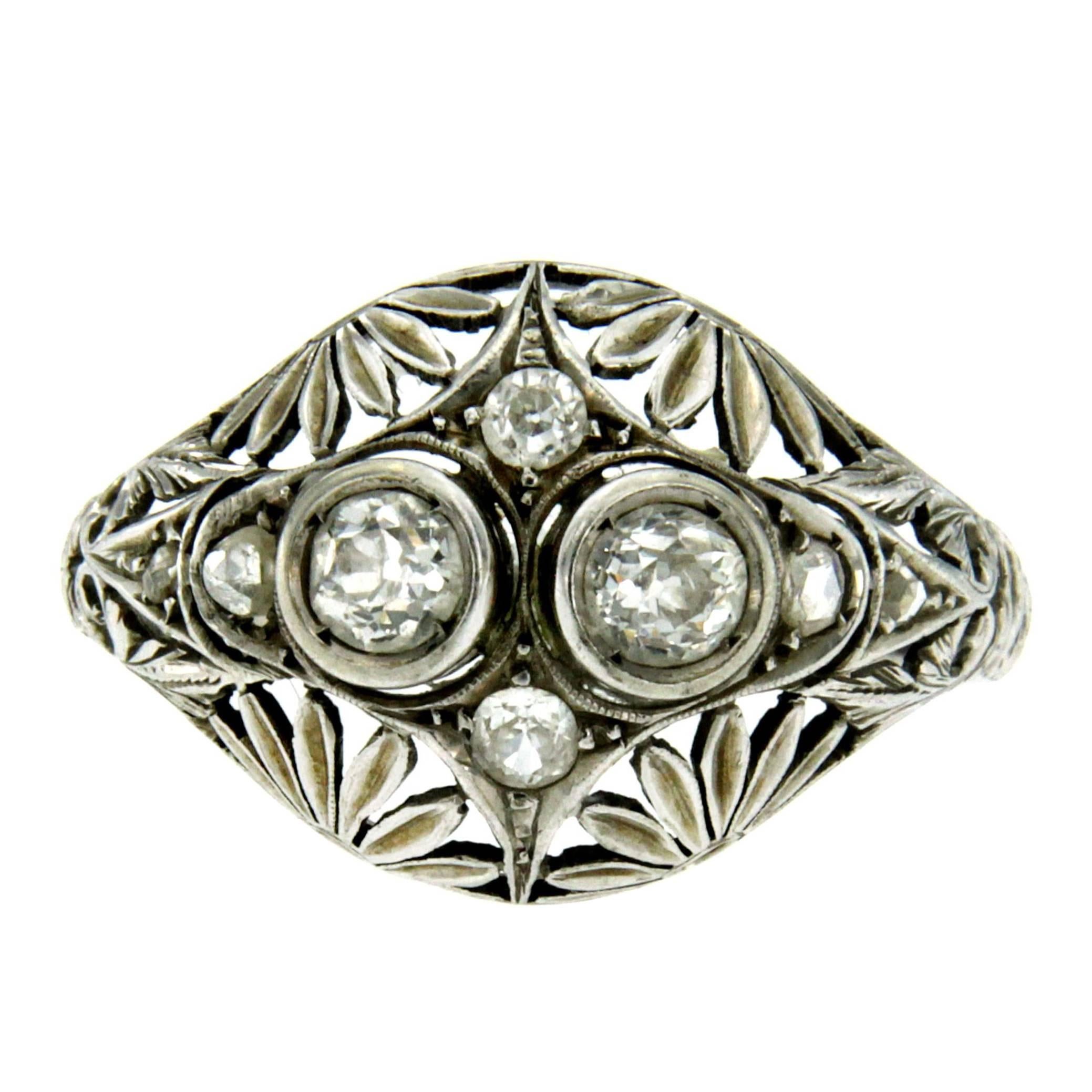 Victorian Diamond Filigree Gold Ring