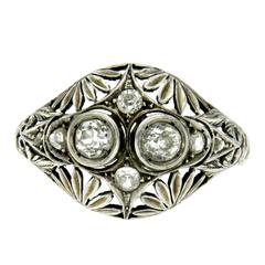 Victorian Diamond Filigree Gold Ring