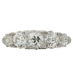 Late Victorian 2.30 Carat Five Stone Old Cut Diamond Ring, circa 1900s