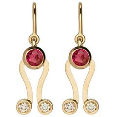 Nathalie Jean Diamond Tourmaline Gold Articulated Earrings 8