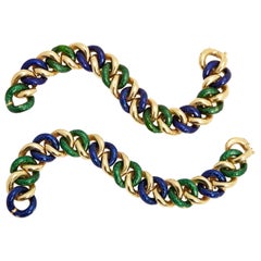Enamel and Gold Bracelets Vintage Enamel and Gold Bracelets