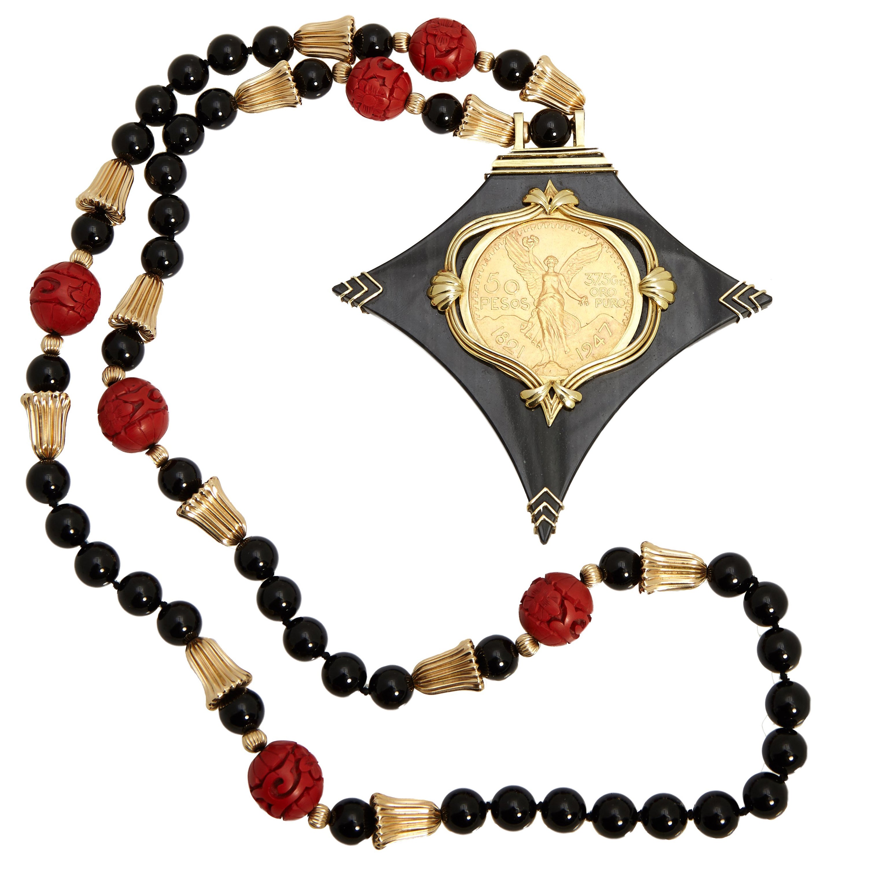 Mexican Peso Coin Necklace For Sale at 