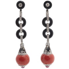 Retro Coral Diamond Onyx Set