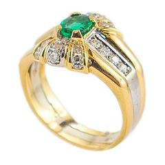 0.49 Ct Oval Emerald Diamond Gold Cocktail Ring 3