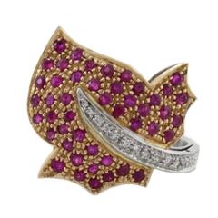 White Diamonds Rubies Gold  Ring