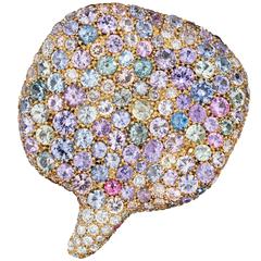 Naomi Sarna Sapphire Diamond Gold Petal Pendant 12