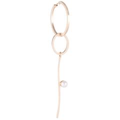 Paige Novick Curved Bar Single Statement Yellow Gold Earring with Pearl Detail