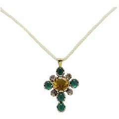 Luise Emerald Diamond Topaz Pendant 6