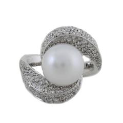 Luise Pearl Diamond White Gold Ring 11