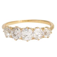 Victorian 1.8 Carat Old Cut Diamond Five-Stone Ring