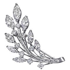 Vintage Diamond Platinum Leaf Brooch