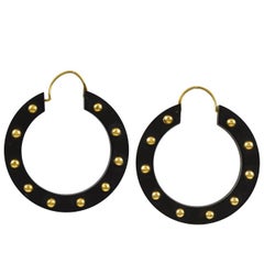 Victorian Gutta Percha and Gold Earrings