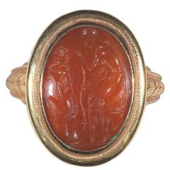 Roman Republic 2nd Century BC Carnelian Intaglio Ring of a Sculptor 8