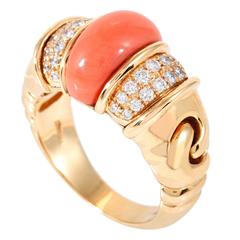 Bvlgari Diamond Coral Gold Ring