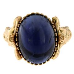 Iolite Gold Sculptural Man Body Dome Gold Ring