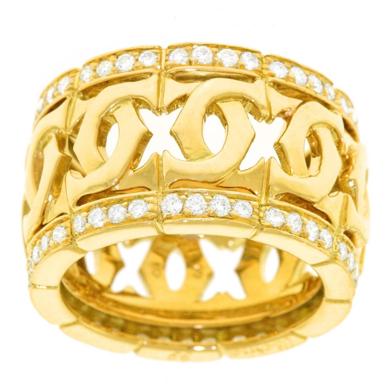 Cartier Double C's Diamond-Set Gold Ring