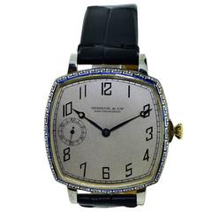 Shreve Yellow and White Gold Enamel Oversized Art Deco Wristwatch 5