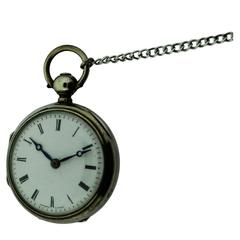 Bourquin Geneve Sterling Silver Enamel Dial Verge Fusee Small Pocket Watch c1840 5