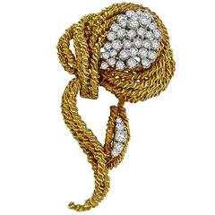 1960s Diamond Yellow Gold Pin 7