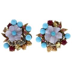  Stones Flower  Gold Earrings