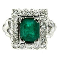 2.20 Carat Emerald Diamond Gold Ring