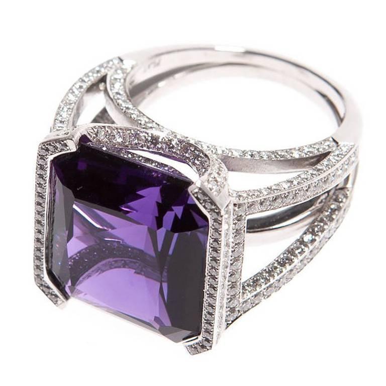 Cipullo Amethyst Diamond Platinum Ring For Sale