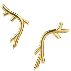Yellow Gold Vermeil Twig-Like Creeper Earrings 10