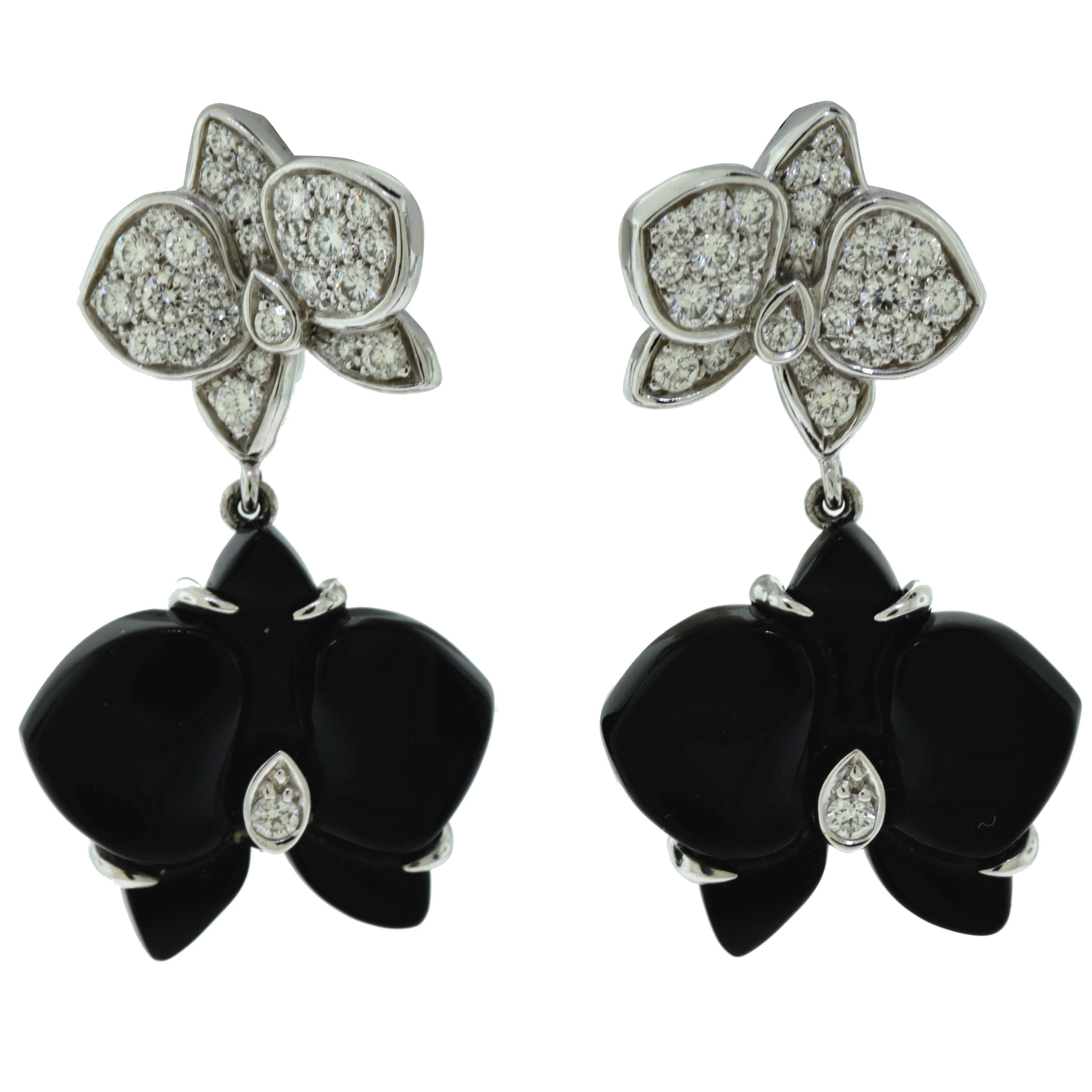 Cartier "Caresse d'Orchidées par Cartier" Diamond Drop Earrings For Sale