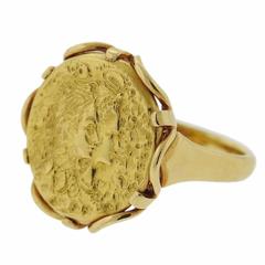 Used Rare Salvador Dali Gold Coin Medal Ring