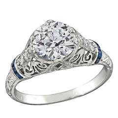 Antique GIA Certified 1.59 Carat Diamond Engagement Ring