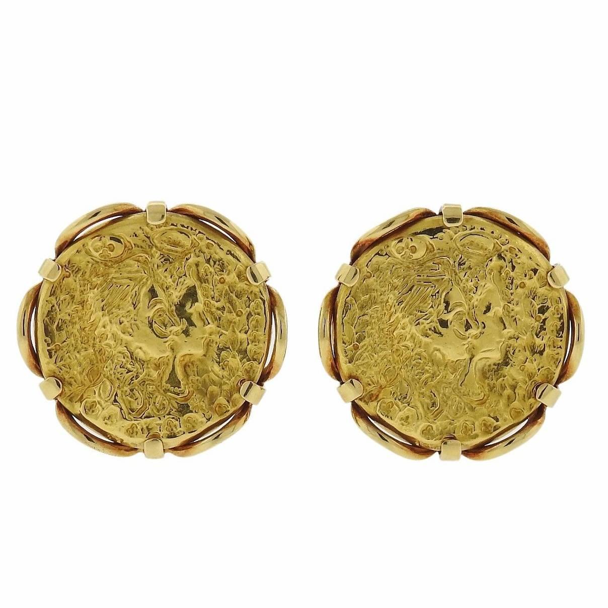 Rare Salvador Dali Gold Medal Earrings