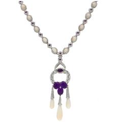 Luise Amethyst Coral Diamond Gold Necklace 6