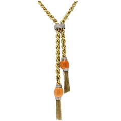  Diamond Coral Gold Necklace