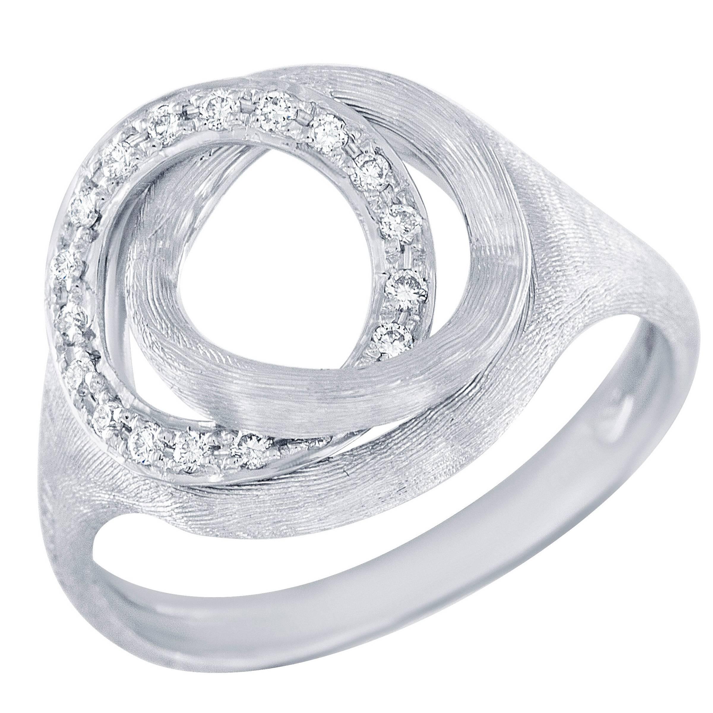 Marco Bicego 0.14 Carat Round Brilliant Cut Diamond White Gold Ring For Sale