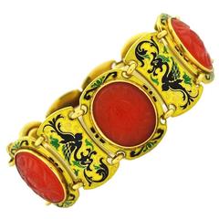 Art Deco Chinoiserie Carnelian Gold Bracelet 10