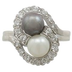 Cultured Pearl Diamond White Gold Ring 5