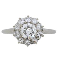 Antique 1.93 Carat Old Cut Diamond Halo Ring circa 1920s 4