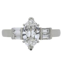 Art Deco EDR Certified 1.03 Carat Marquise-Shaped Diamond Engagement Ring