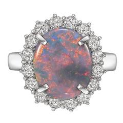 Opal Diamond Platinum Cocktail Ring 4